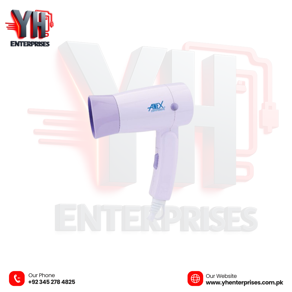 Anex DELUXE Hair Dryer AG-7001 – Compact Power for Perfect Styling Anywhere