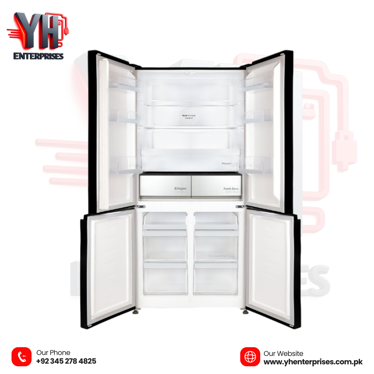 Dawlance DMD 9060 Inv Inox No Frost 4 Door Refrigerator – Premium Multi-Door Cooling Innovation