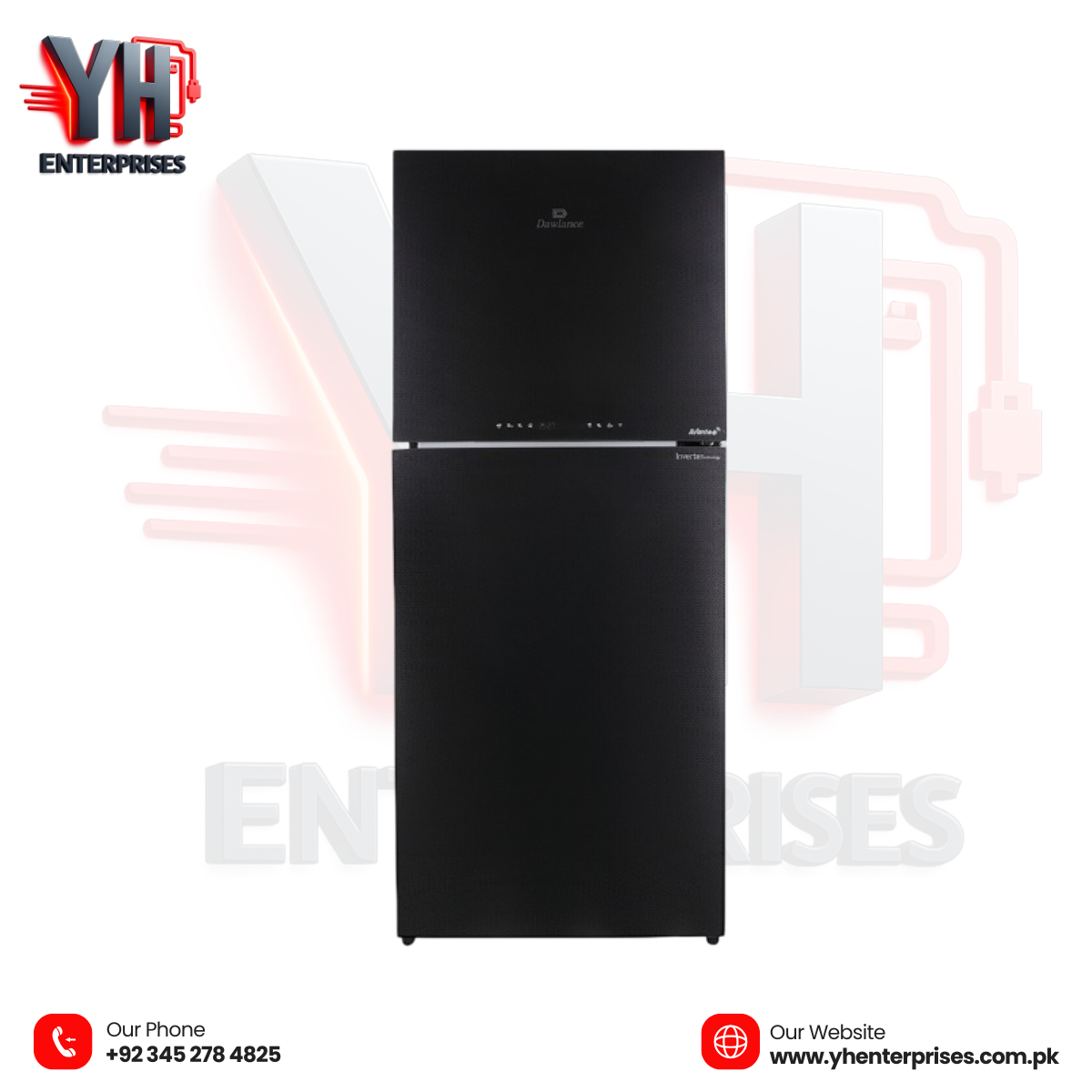 Dawlance 91999 Graze+ Gem Black Double Door Refrigerator Direct Cool | Inverter Technology | Top Mount | Gem Black Finish | WiFi+BLE Connectivity