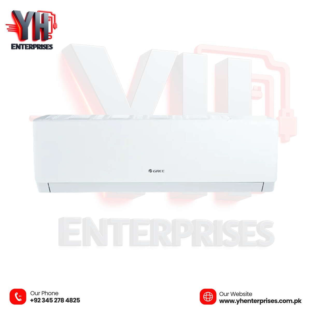 GREE 1 Ton Lomo Series Split AC – GS-12PITH11W (White Glossy)
