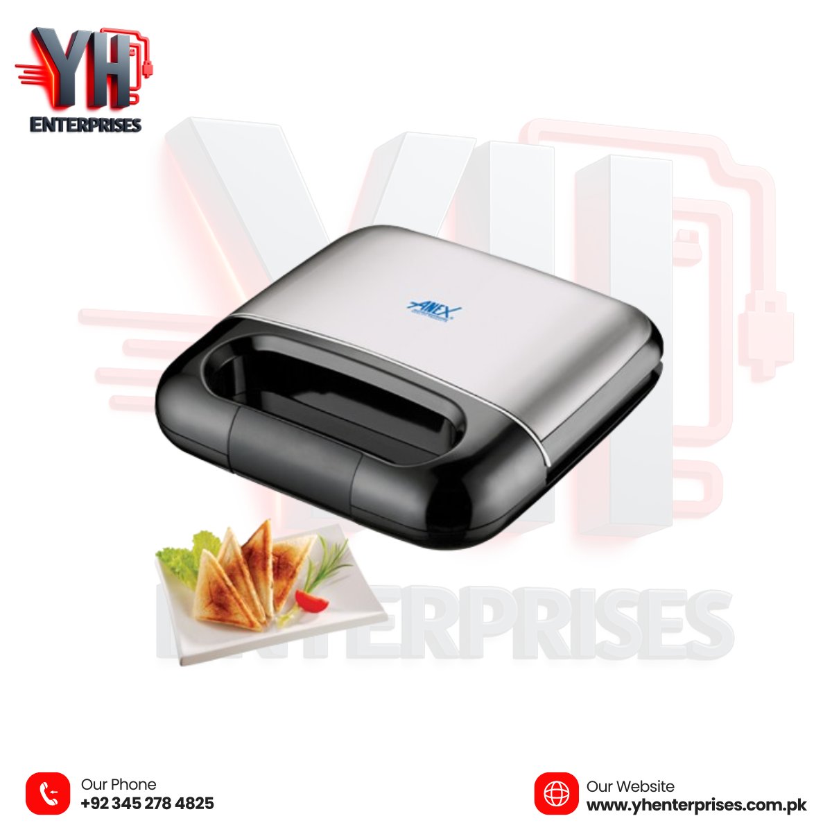 Anex Deluxe Sandwich Maker AG-2040 Perfectly Hot & Crispy Sandwiches – Safe, Fast & Delicious!