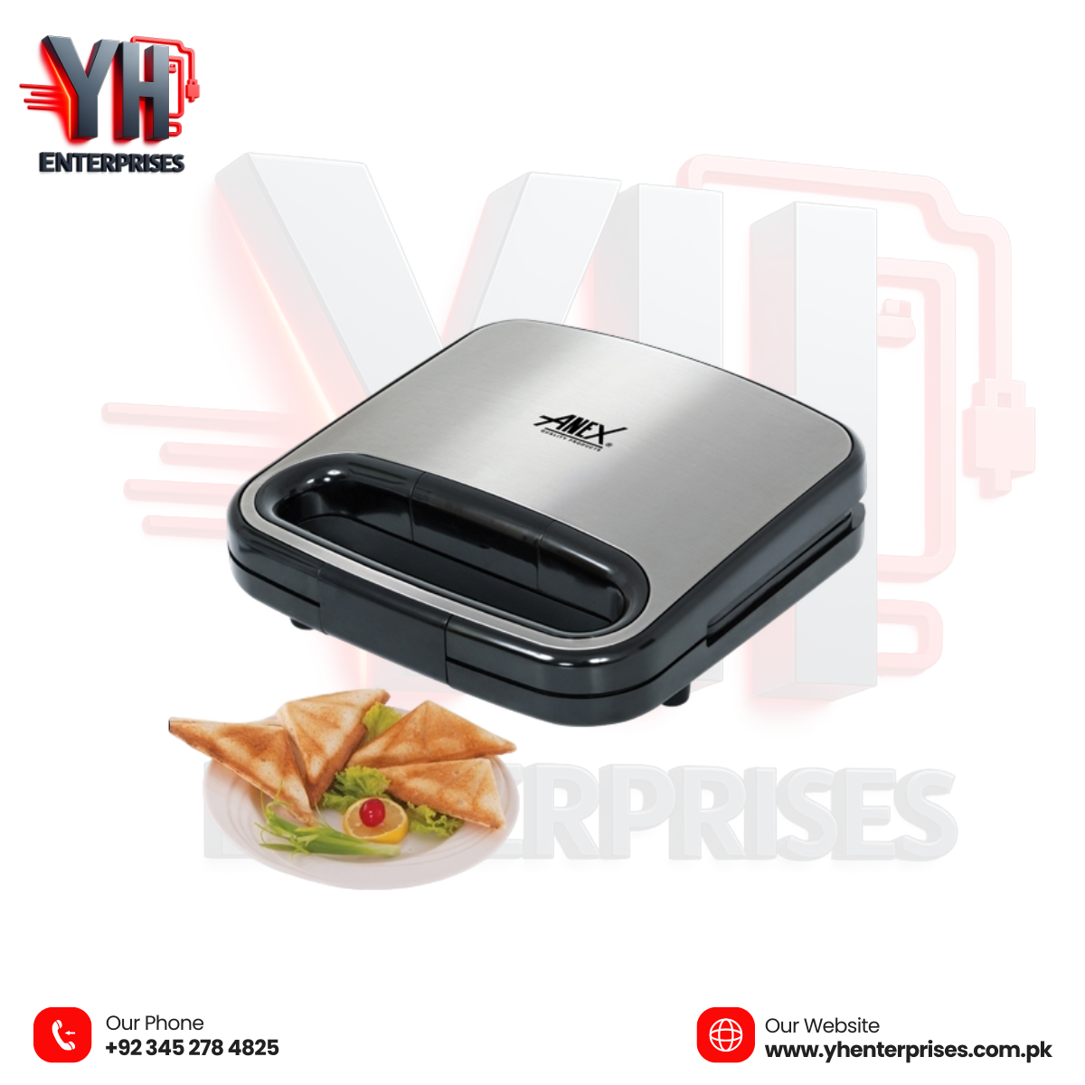 Anex Deluxe Sandwich Maker AG-2045 Hot & Crispy Sandwiches in Minutes – Quick, Easy & Delicious!