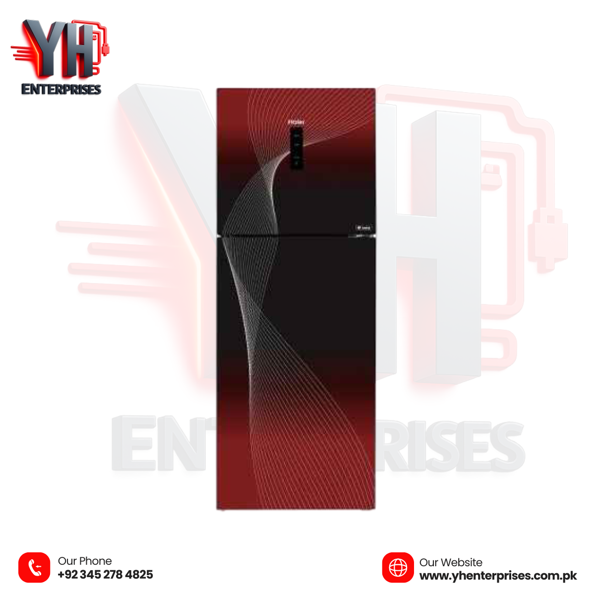 Haier Digital Inverter Fresh Refrigerator 12 CF (306 Liters) Model: HRF-306 IFRA | Bold Red Color | 10 Years Warranty