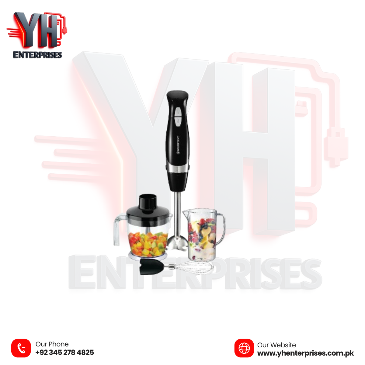 Westpoint Hand Blender 3 in 1 WF-4201 – Mix, Chop & Beat with Powerful Performance
