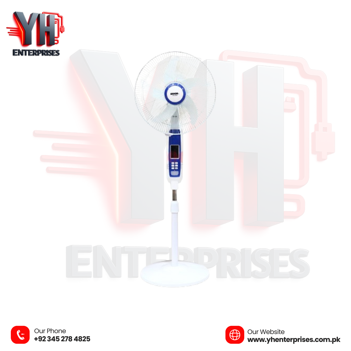 Sogo Rechargeable Floor Fan (JPN-650R) Smart Cooling with Remote Control & Extended Battery Backup