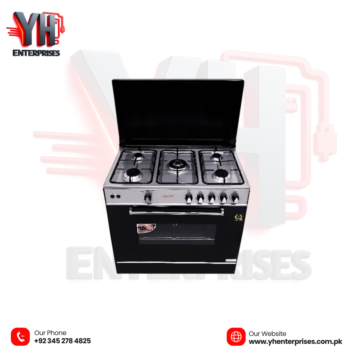 Crown Cooking Range 34-MT – 5 Burner Gas Stove with Oven Power • Precision • Premium Performance