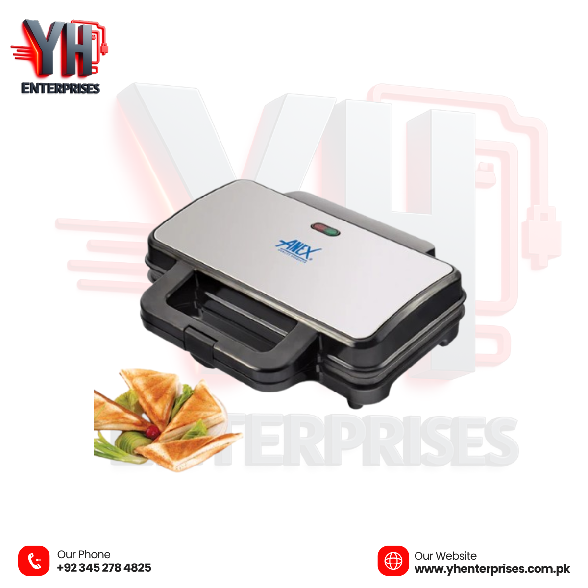 Anex AG-2036C Deluxe Sandwich Maker Hot, Crispy & Effortless – Powerful 900W Performance!