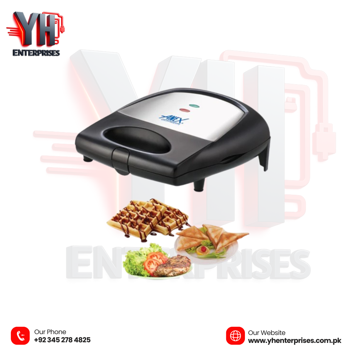 Anex AG-2138 Deluxe 3-in-1 Sandwich Maker – Sandwich, Waffle & BBQ Grill