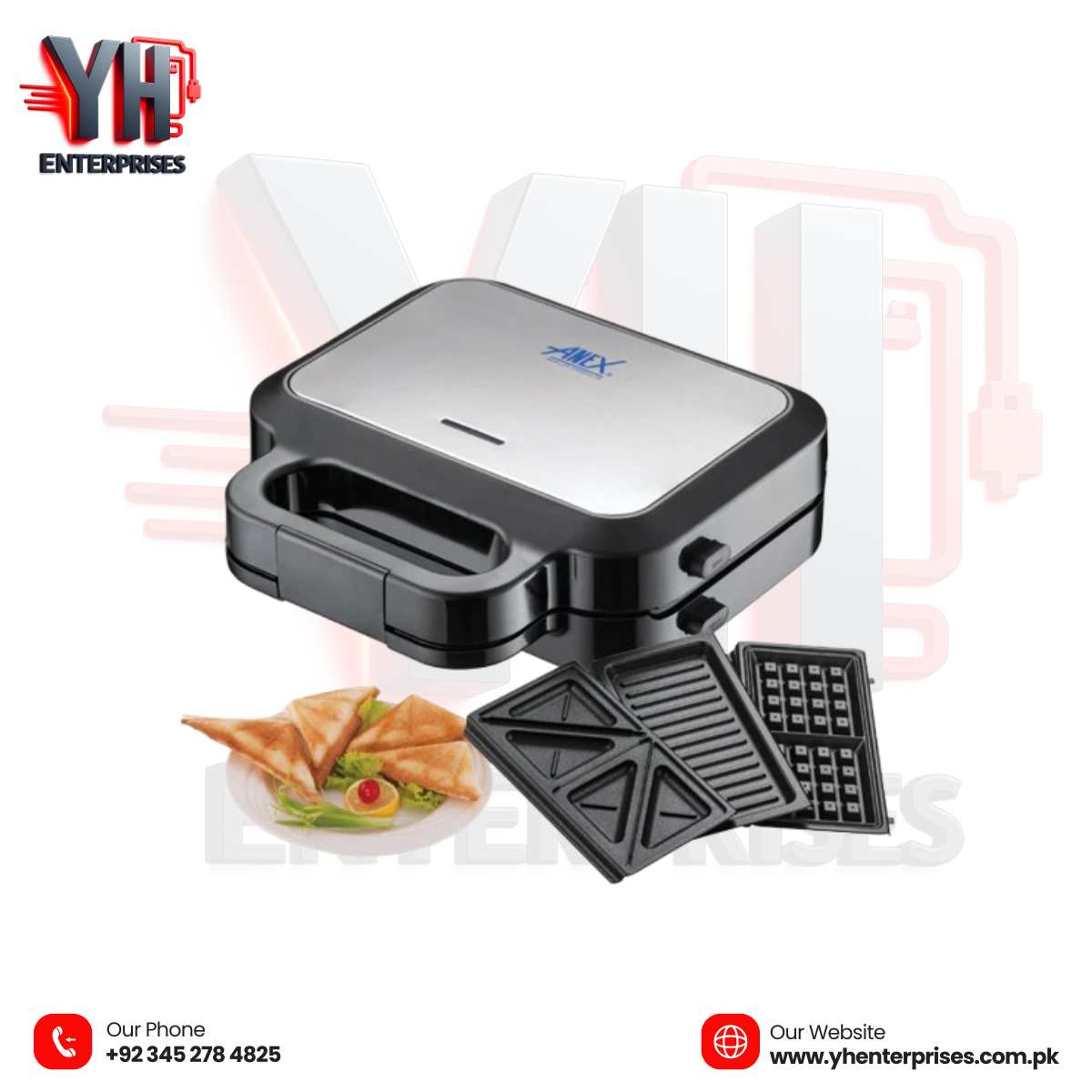 Anex AG-2139C Deluxe 3-in-1 Sandwich Maker – Sandwich, Waffle & BBQ Grill