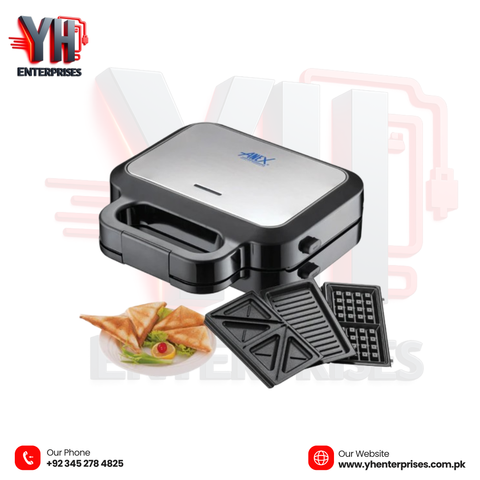 Anex AG-2139C Deluxe 3-in-1 Sandwich Maker – Sandwich, Waffle & BBQ Grill
