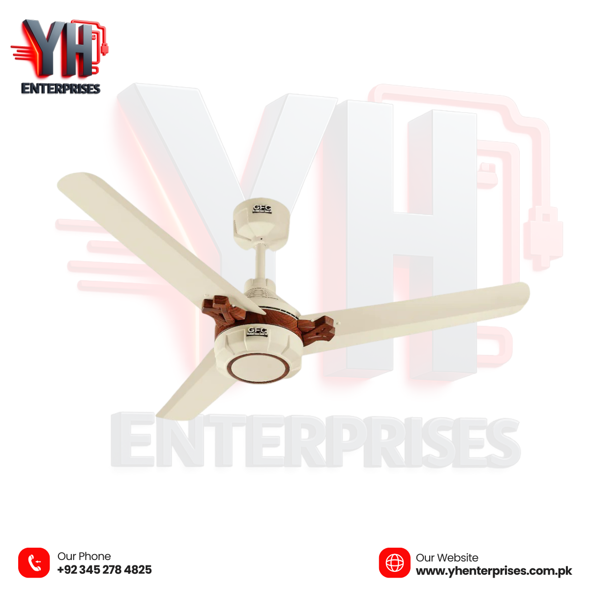 GFC Ceiling Fan AC 30 Watts Inverter PROUD Model 56" – Smart Cooling with Style - YH Enterprises