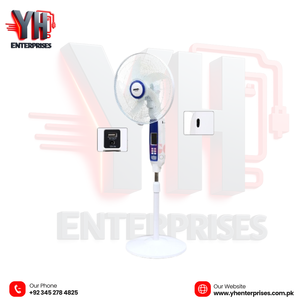 Sogo Rechargeable Floor Fan (JPN-650R) Smart Cooling with Remote Control & Extended Battery Backup