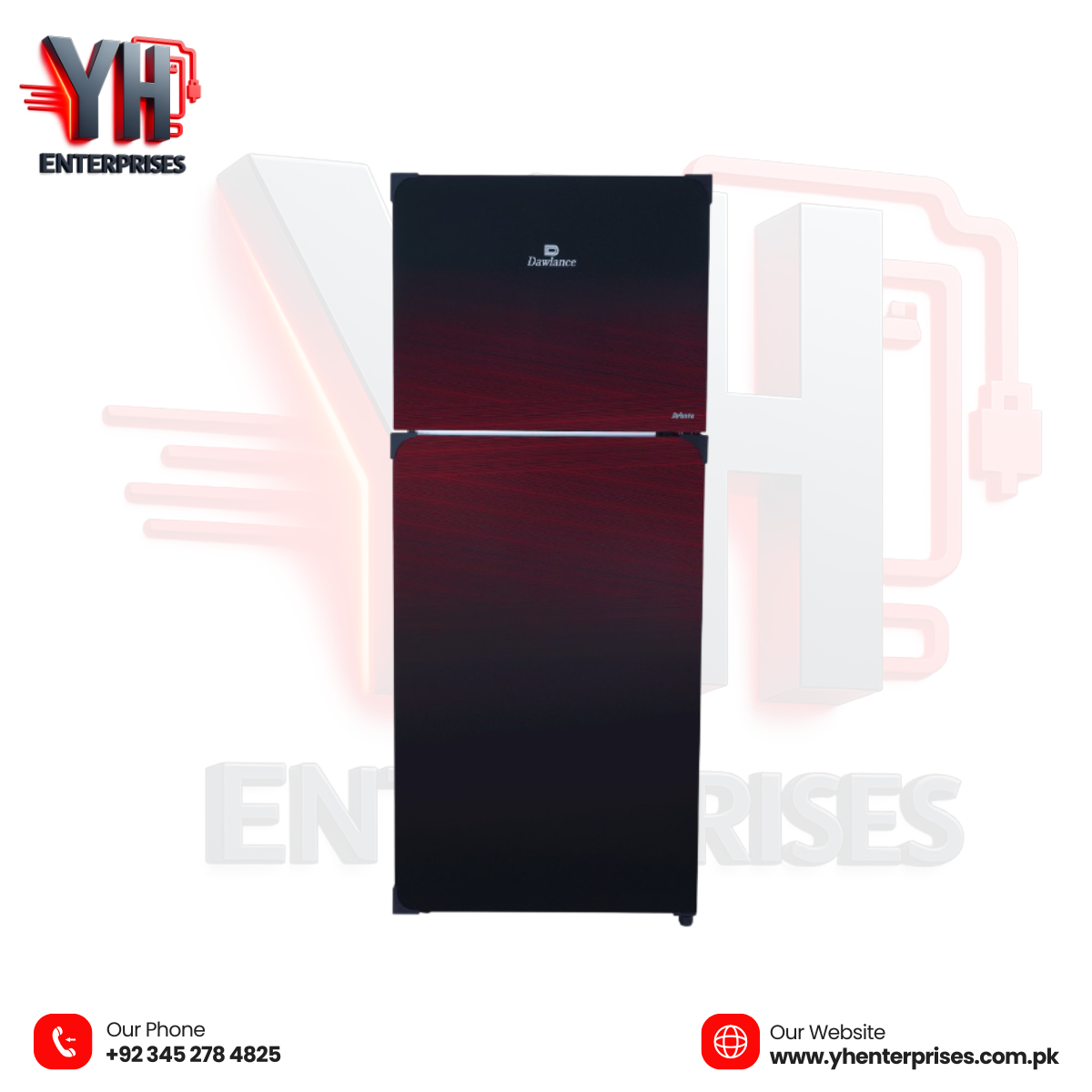 Dawlance 9193LF Avante+ Noir Red Double Door Refrigerator Direct Cool | Vitamin Fresh Technology | Top Mount | Hidden Handle