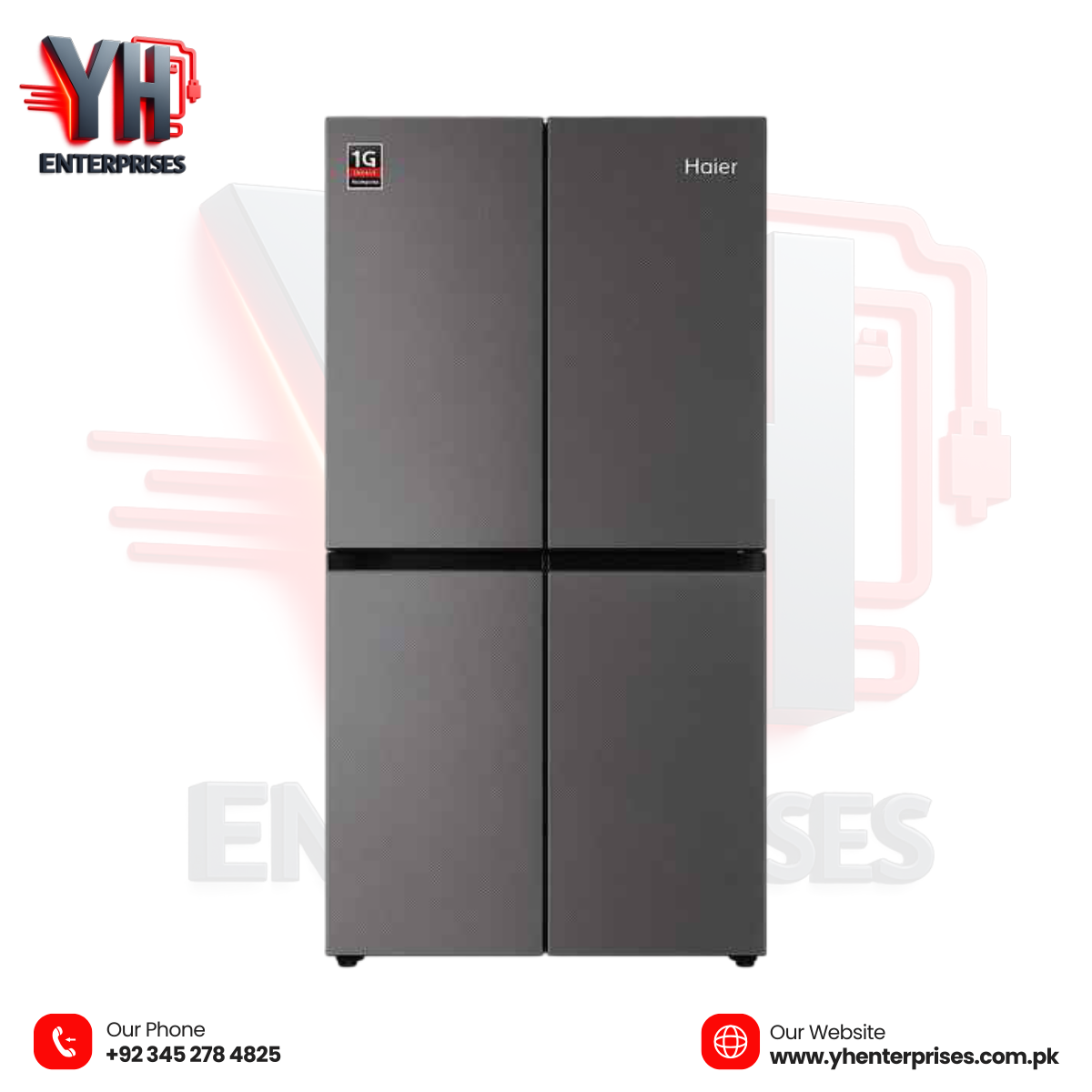 Haier HRF-578TGGU-IOT T-Door Inverter Refrigerator – 505L Smart Black Glass