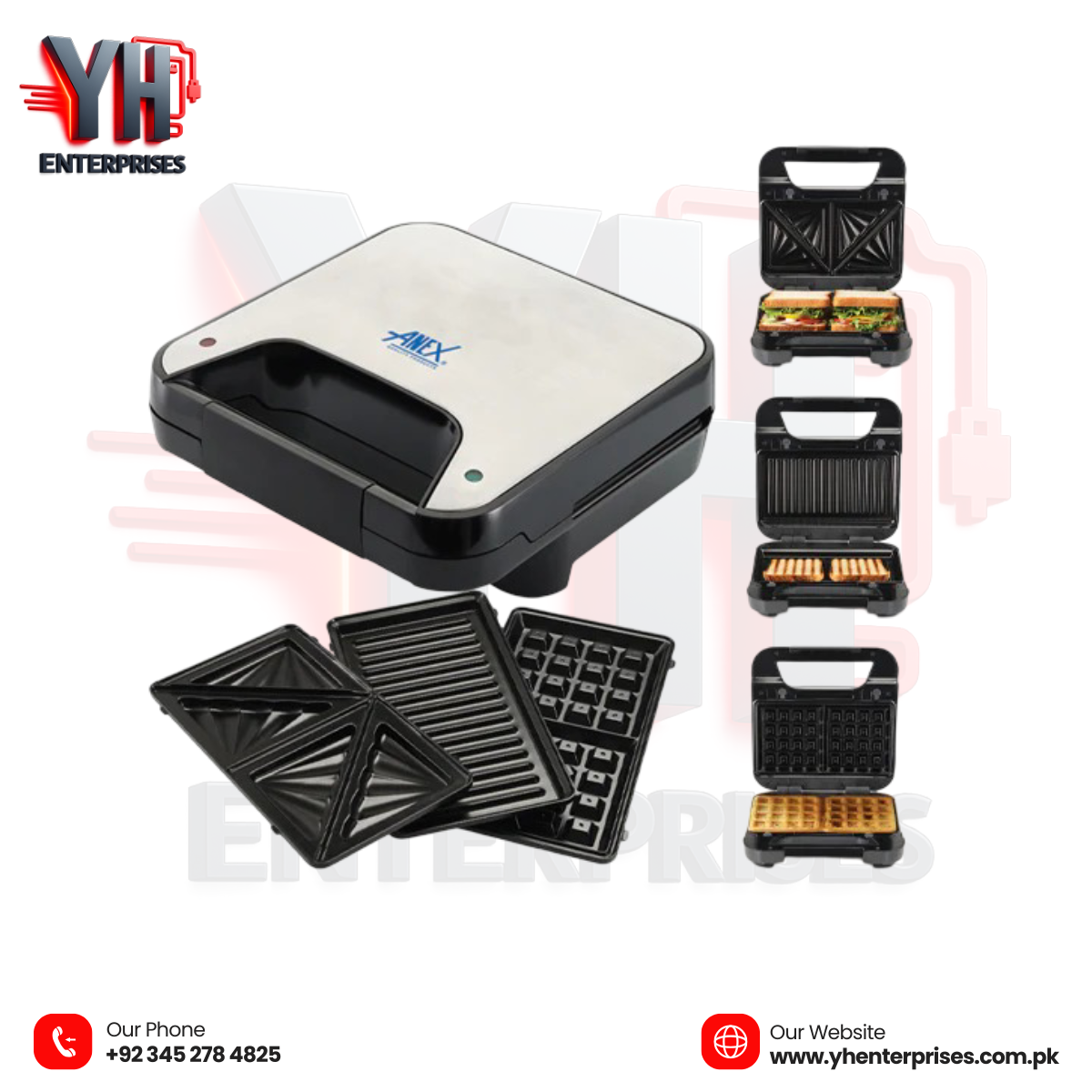 Anex AG-2047 Deluxe 3-in-1 Sandwich Maker - YH Enterprises