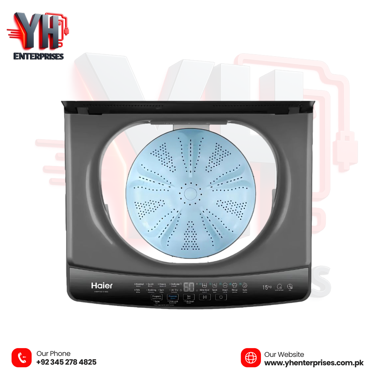 Haier HWM 150-316S6 15KG Top Load Automatic Washing Machine – Smart Washing for Large Families
