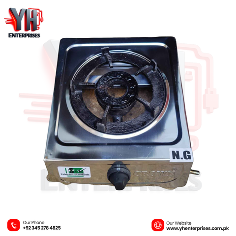 BGC LPG Cylinder Set with Stove - 10Kg Cylinder, Crown Stove, 10FT Gas Pipe, and 3 Star Regulator