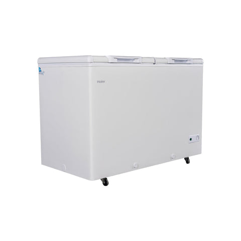 Haier Deep Freezer 14 Cu Ft/Turbo Cool/Twin Door/HDF-385H (100 Hour Cooling Retention/ 30% Fast Freezing/ Wide Voltage/ -28 c Cooling Depth ) White Colour Deep Freezer/10 Years Warranty