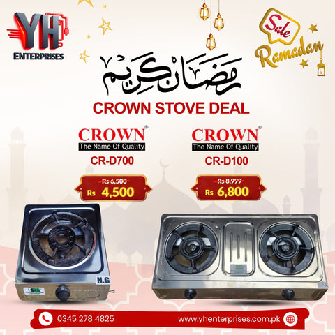 Crown CR-D700 & CR-D100 Gas & LPG Stoves – Powerful, Safe & Stylish Cooking Solutions