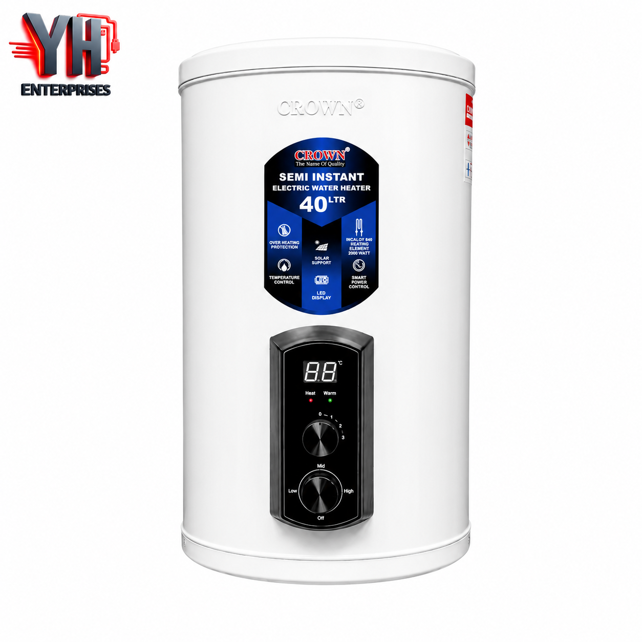 Crown EG-12G 40L Digital Electric Geyser Inverter Series | YH Enterprises