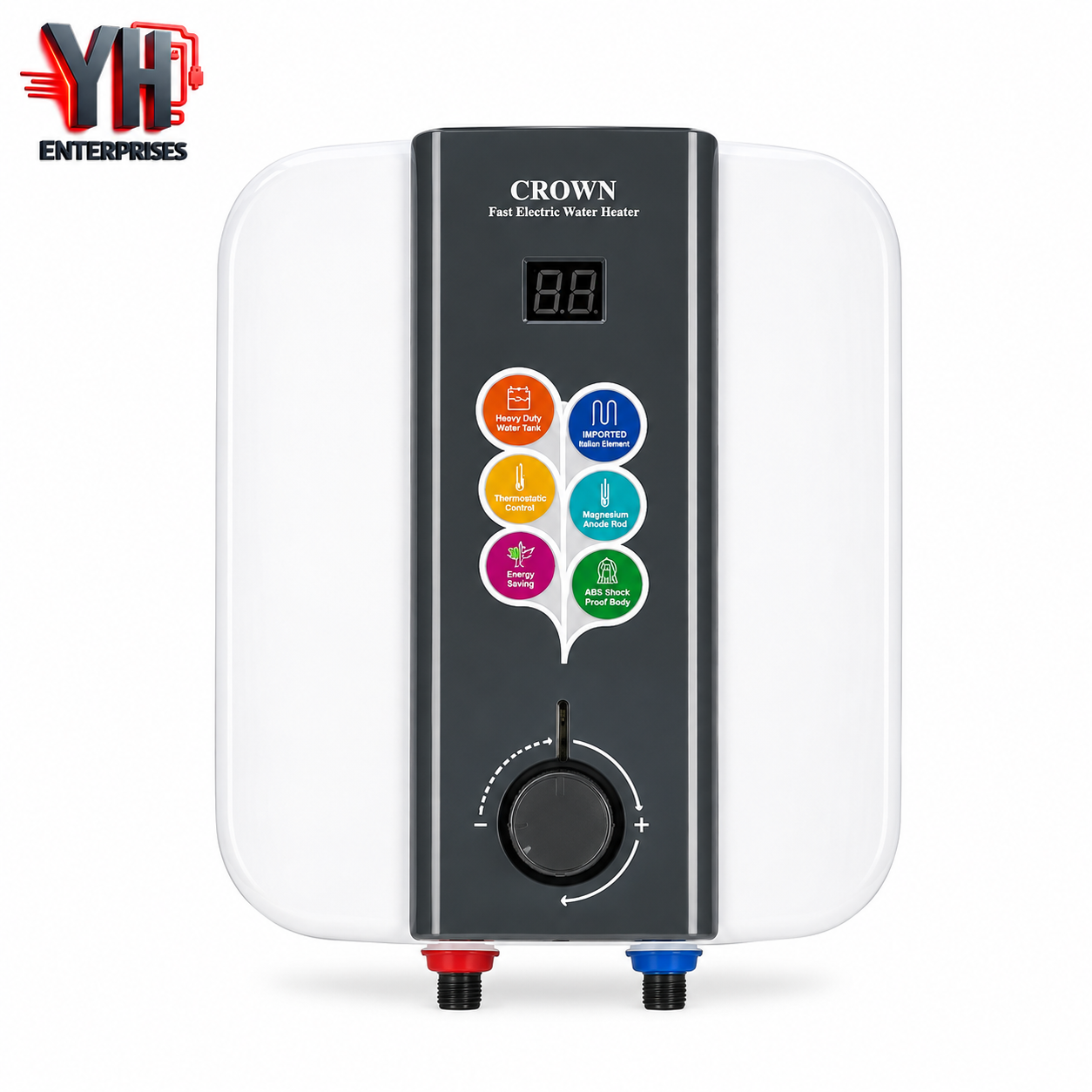 Crown EG-15L(D) 15L Electric Storage Geyser with Dual Thermostat | YH Enterprises