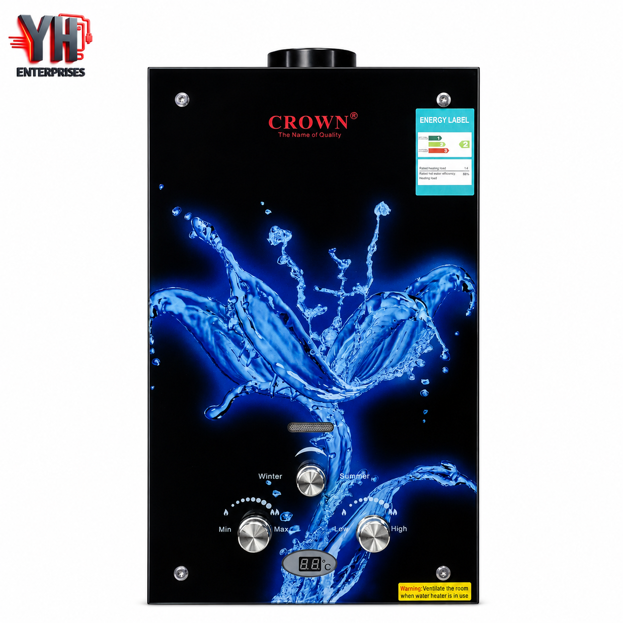 Crown Instant Geyser IG-8B 7 Litre LPG & Natural Gas Water Heater | YH Enterprises