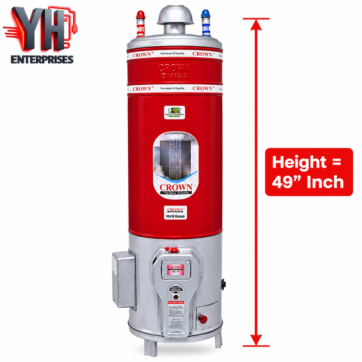 Crown Storage Geyser 20 Gallon 10x10 Gauge Gas Electric Auto Price in Pakistan | YH Enterprises