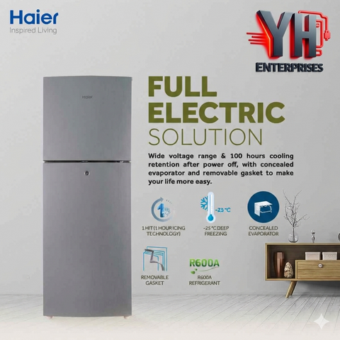 Haier Refrigerator HRF-306 EBS – 11 Cu Ft / E-Star Series Deepest Freeze + Direct Cool + 1-Hour Icing Technology + Wide Voltage + Glass Door | 10 Years Warranty