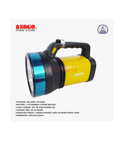Sogo Rechargeable Led Torch Squad 7w (JPN-8819)