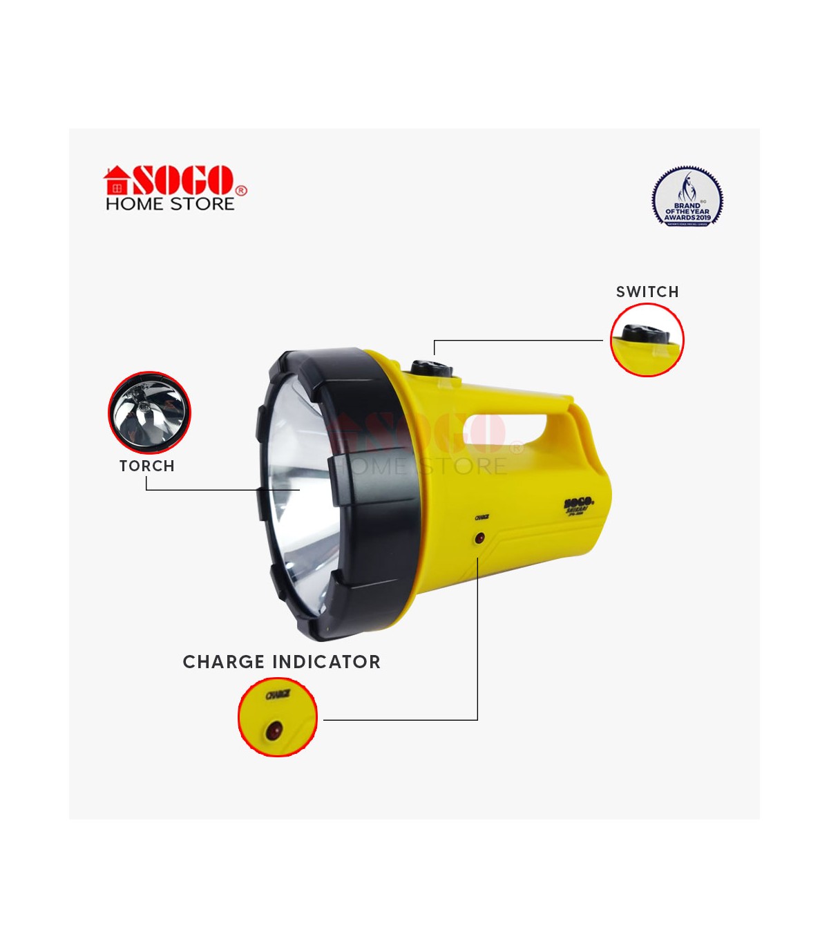 Sogo Rechargeable Torch Shikari High Power 35w (JPN-8880)