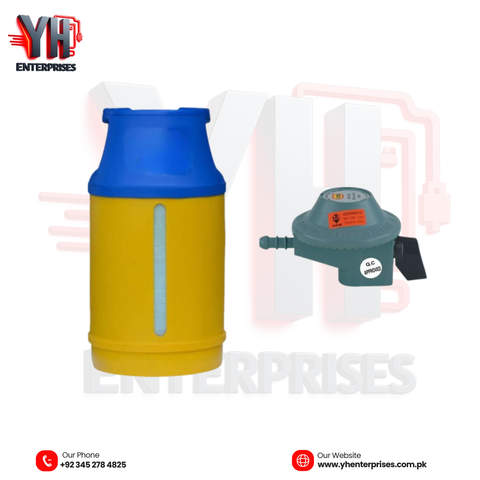 Black Stone Fiber Composite LPG Cylinder 10KG with 3 Star Regulator R-01S Safe, Lightweight & Built for Everyday Cooking