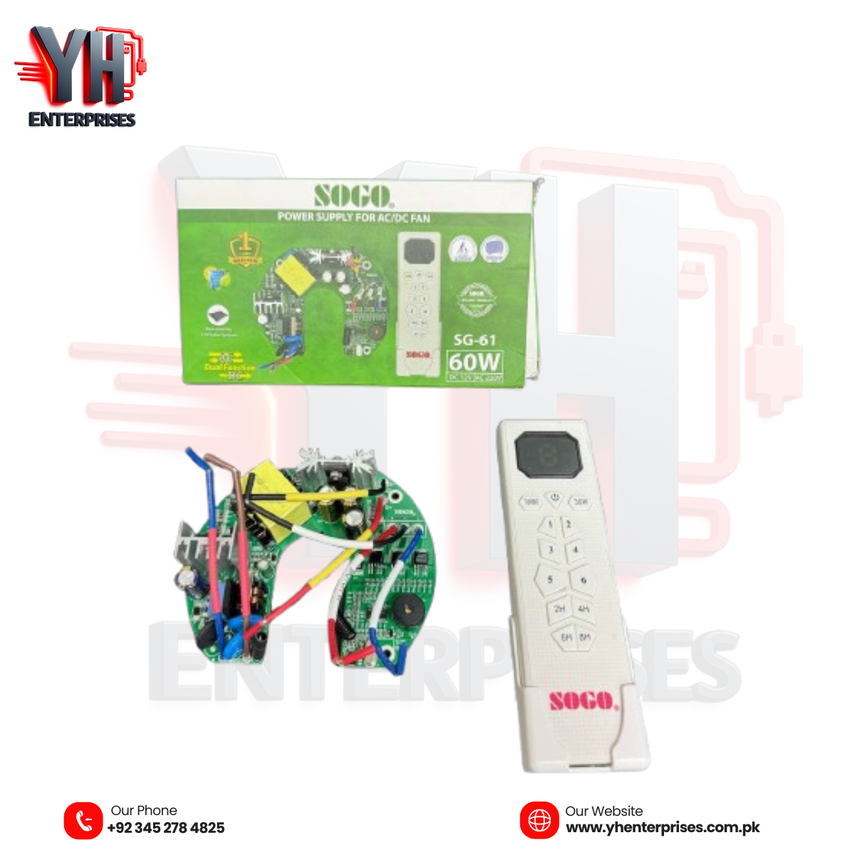 SOGO SG-61 AC/DC Fan Card 60W with Remote Control – Original SOGO Keep Your Fan Running During Load Shedding