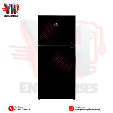 Dawlance 9173 ACCE PRO Crimson Red Glass Door Double Door Refrigerator