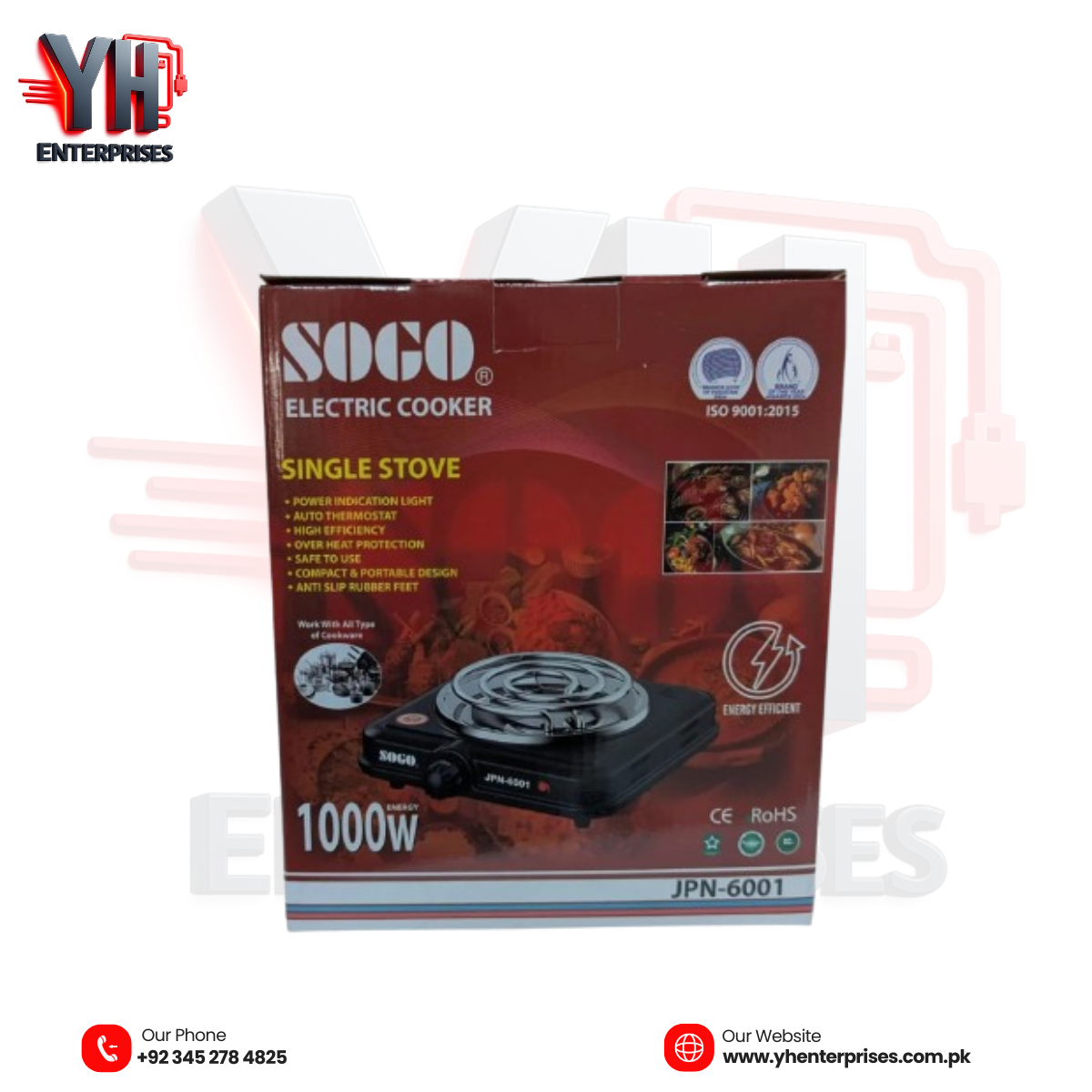 SOGO Single Electric Stove Auto JPN-6001 – 1000W Compact & Efficient Cooking Solution