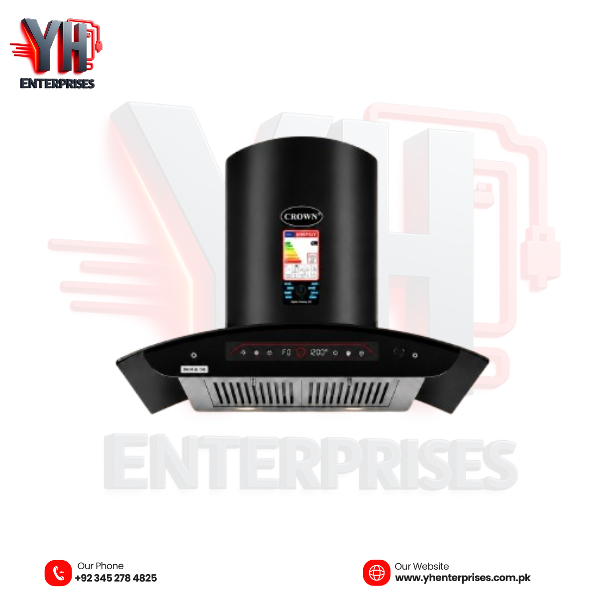 Crown Digital Auto Clean Range Hood 90 (3) | 75 (3) | 70 (3) – Smart Kitchen Ventilation with Voice Control