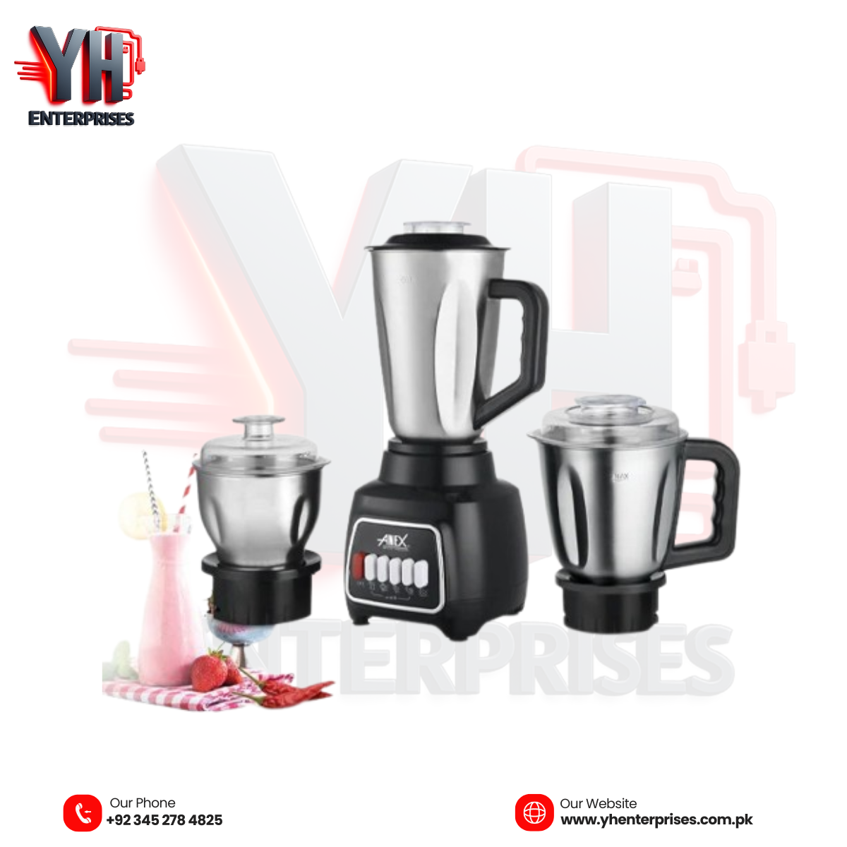 ANEX AG-6139SS Blender Grinder 2-in-1 – Powerful Blending & Grinding for Every Kitchen