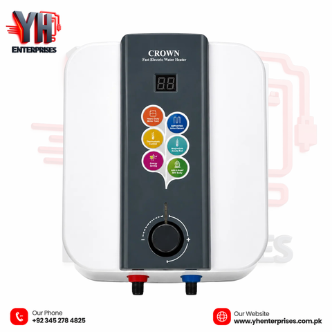 Crown Electric Geyser EG-15L(D) – 15 Litre Reliable Hot Water • Energy Efficient • Dual Thermostat Safety