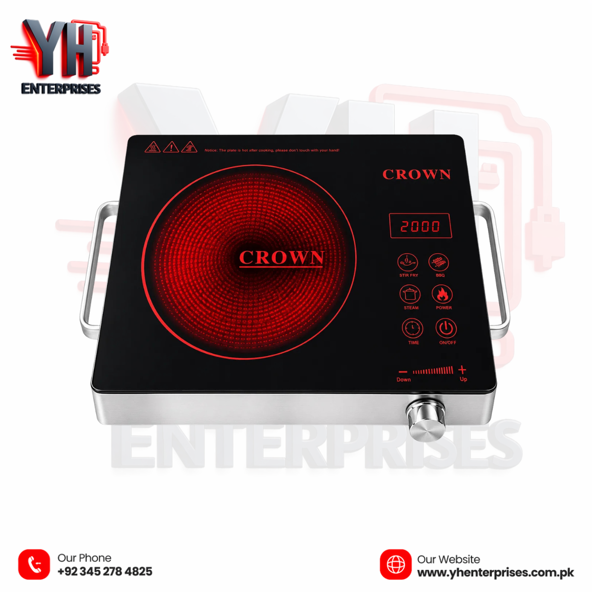 Crown CR-HP01 Electric Hot Plate – Fast, Safe & Stylish Cooking