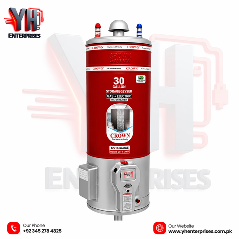 Crown Storage Geyser 30 Gallons – 12x16 Gauge, Imported GI Pipe, Natural Gas High Capacity • Durable • Energy-Efficient • Safe & Reliable