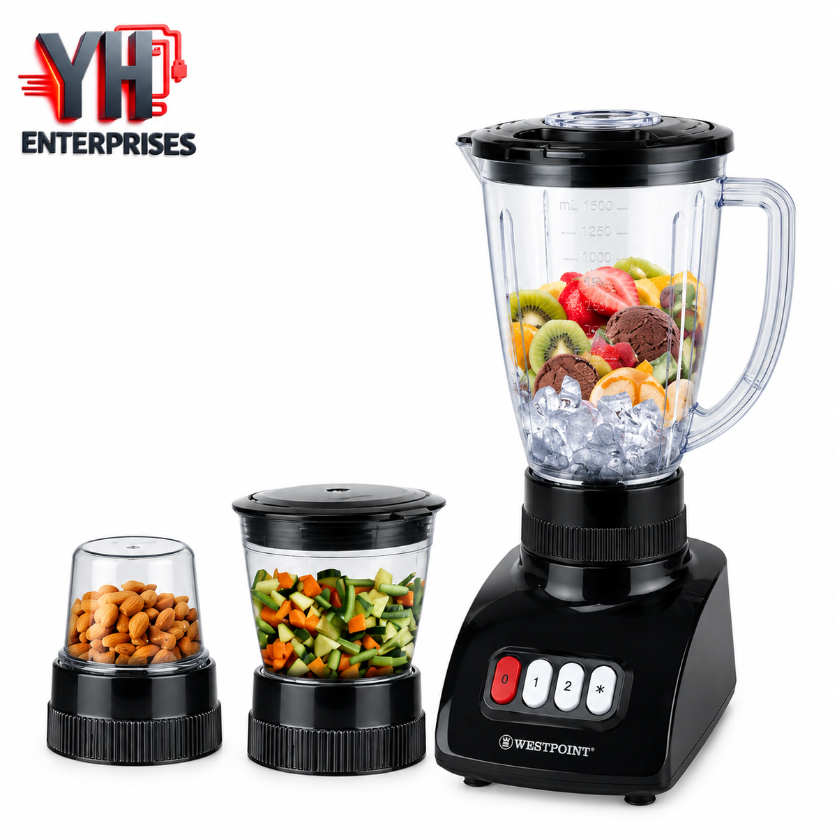 Westpoint WF-308 Deluxe Blender and Grinder 3 in 1 450W with Polycarbonate Jar in Pakistan | YH Enterprises
