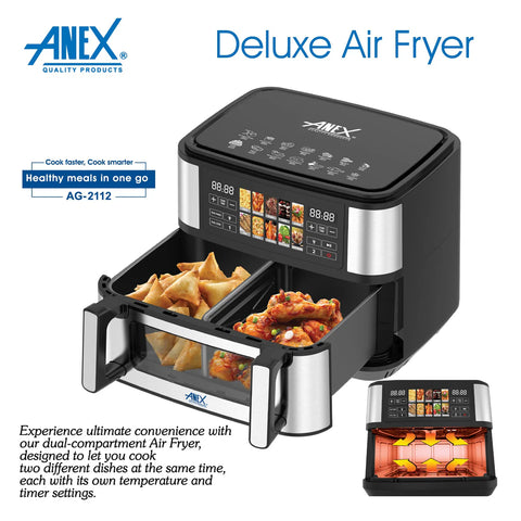 ANEX AG-2112 Digital Air Fryer – 10.5L Full Touch Panel with Dual Cooking Option