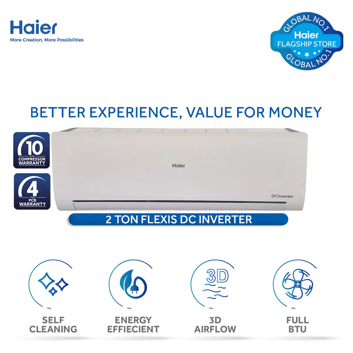 Haier Triple Inverter Series Air Conditioner (HSU-24HFCD-USDC(W)) 10 Years Warranty