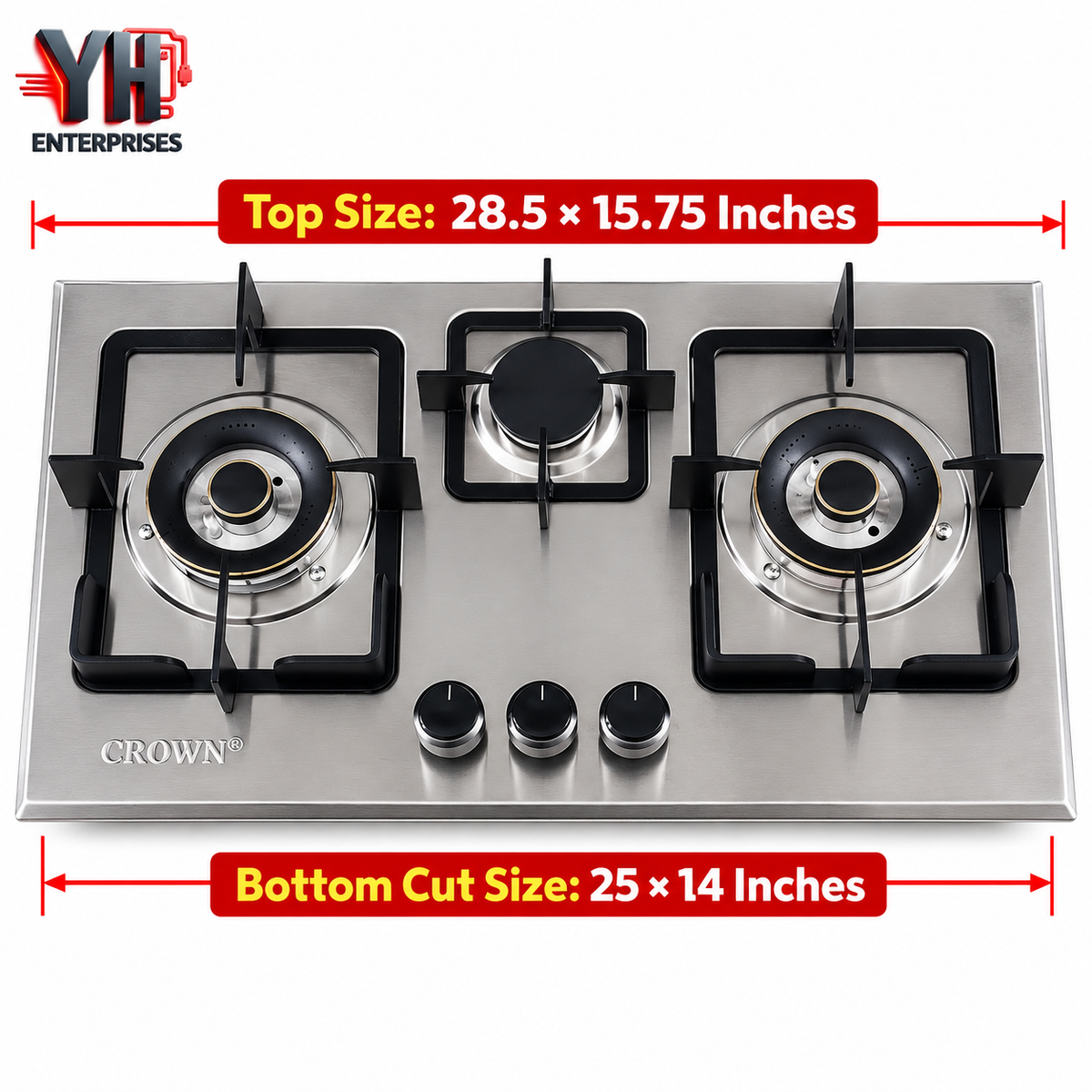 Crown CR-10S EPS Built In Gas Hob High Efficiency Burners Auto Ignition LPG & NG in Pakistan | YH Enterprises
