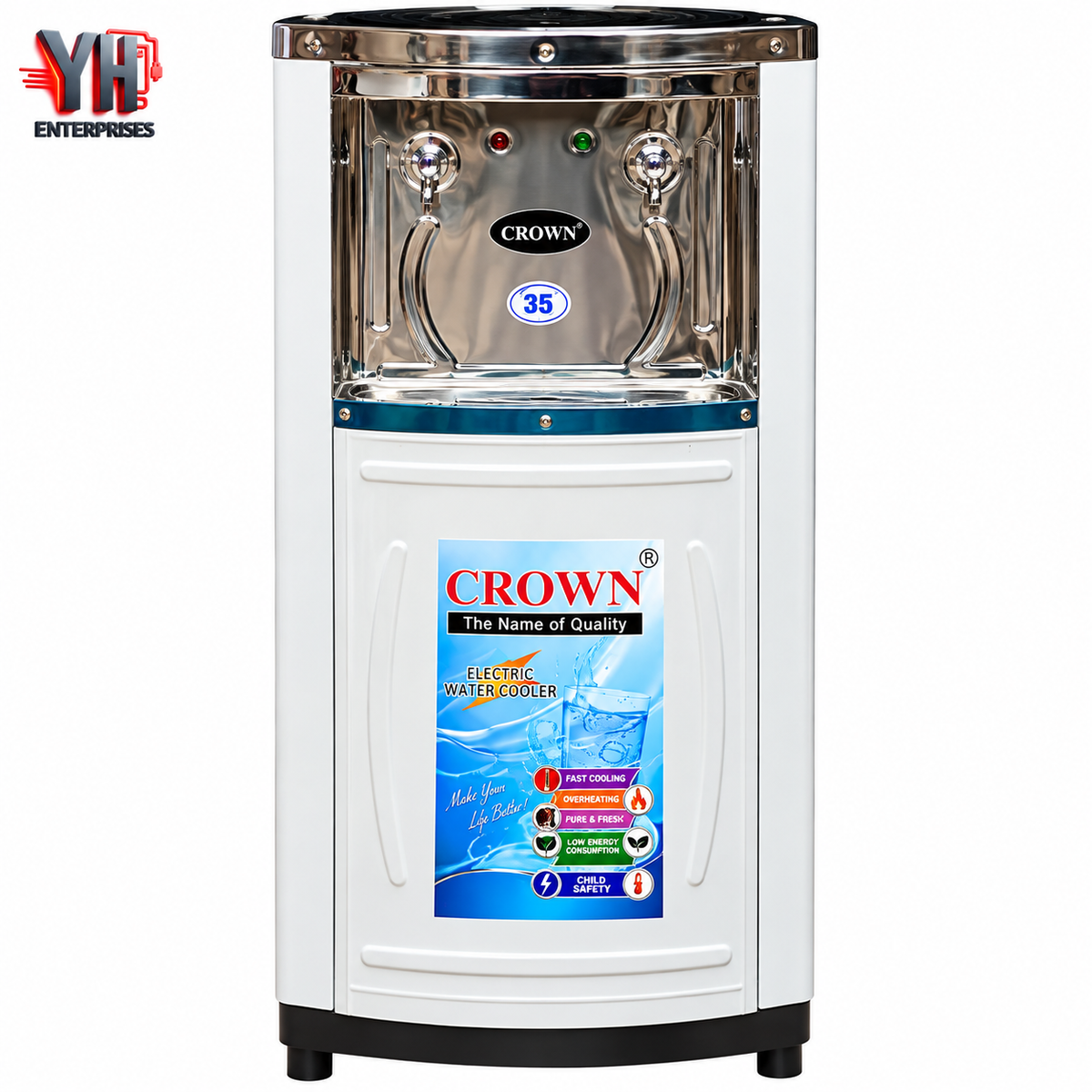 Crown CR-35L 35 Litre Stainless Steel Water Cooler with Compressor Cooling and Food Grade Tank in Pakistan | YH Enterprises