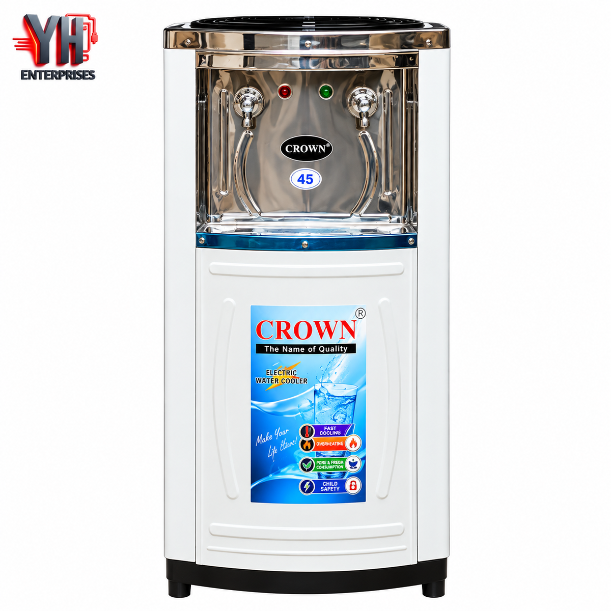 Crown CR-45L 45 Litre Stainless Steel Water Cooler with Compressor Cooling and Food Grade Tank in Pakistan | YH Enterprises