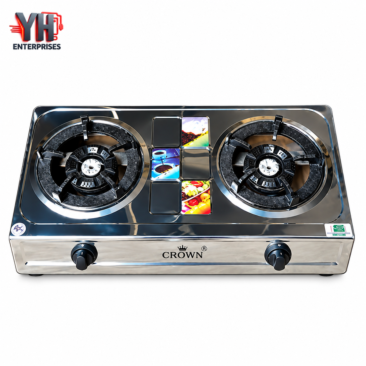 Crown CR-D500 Gas & LPG Stove Stainless Steel Auto Ignition in Pakistan | YH Enterprises
