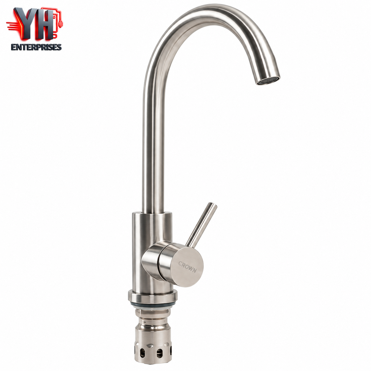 Crown F1 Stainless Steel Kitchen Faucet Tap Modern Rust Resistant Design in Pakistan | YH Enterprises