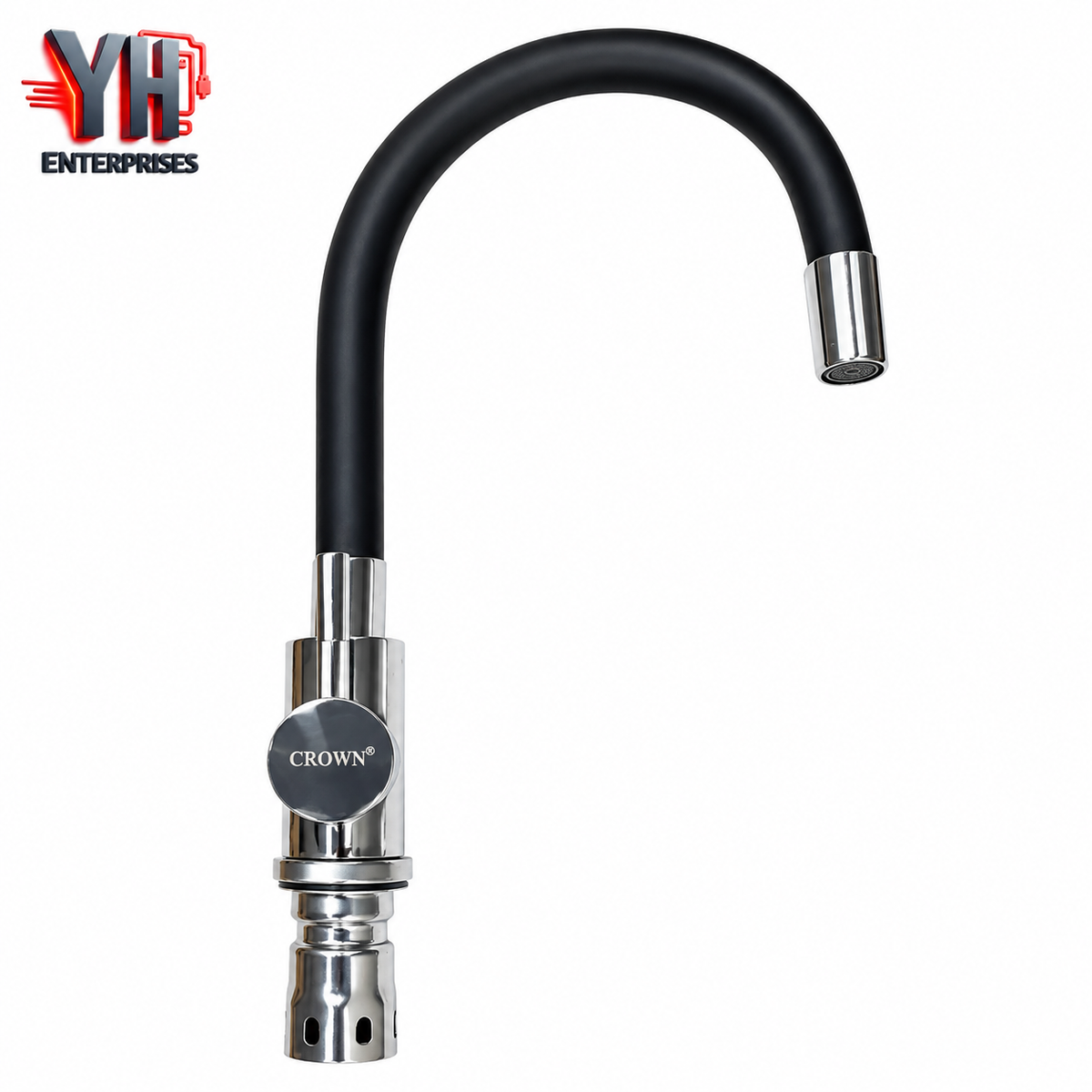 Crown F10 Black Stainless Steel Kitchen Tap Modern Rust Resistant Design New Arrival in Pakistan | YH Enterprises