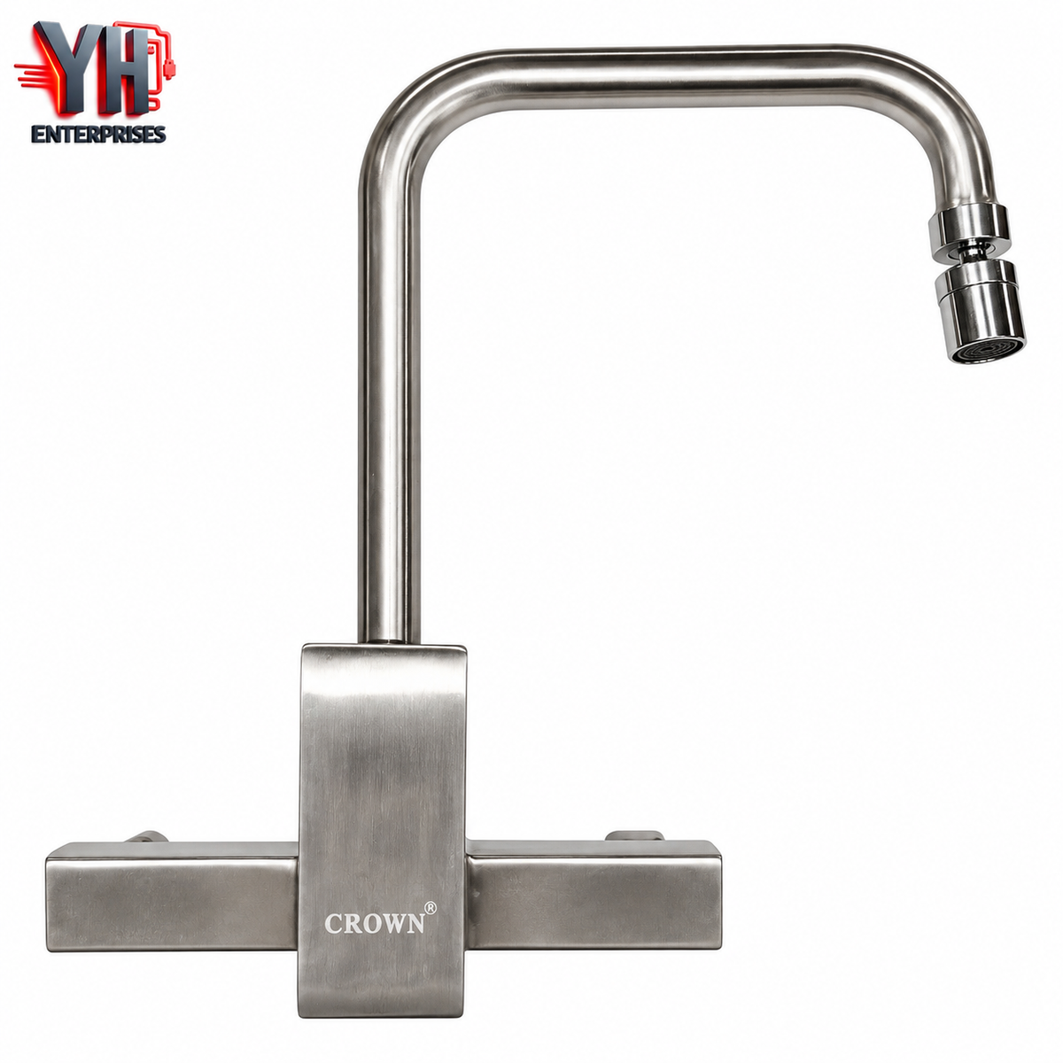 Crown F7 Imported Silver Stainless Steel Kitchen Tap with Stainless Steel Inside and Outside in Pakistan | YH Enterprises