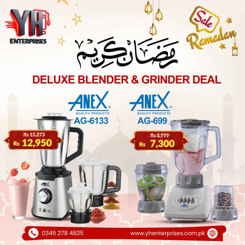 AG-6133SS Deluxe Blender & Grinder + AG-699UB Deluxe Blender Grinder – Power, Performance & Perfect Blending